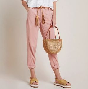 Anthropologie tapered slim lightweight utility pants, 34", pink